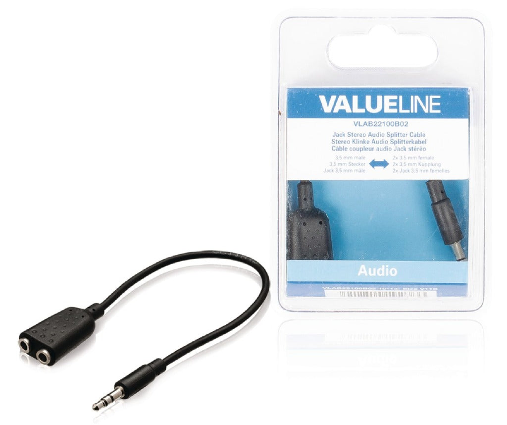 VALEINING VLAB22100B02 Jack Stereo Audio-Verdeelungskleedung "MM männlech - 2x 3,5 m