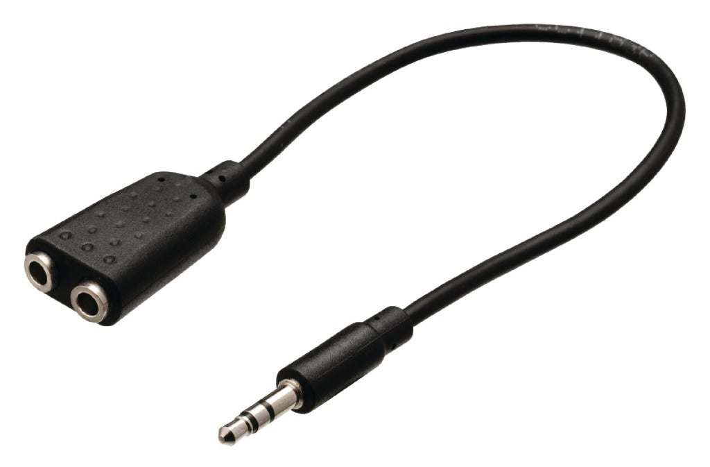 VALUELINE VLAB22100B02 JACK STEREO AUDIO KABLE DYSTRYWACJI 3,5 MM MĘŻCZYZNA - 2x 3,5 mm Kobieta 0,20 m czarna