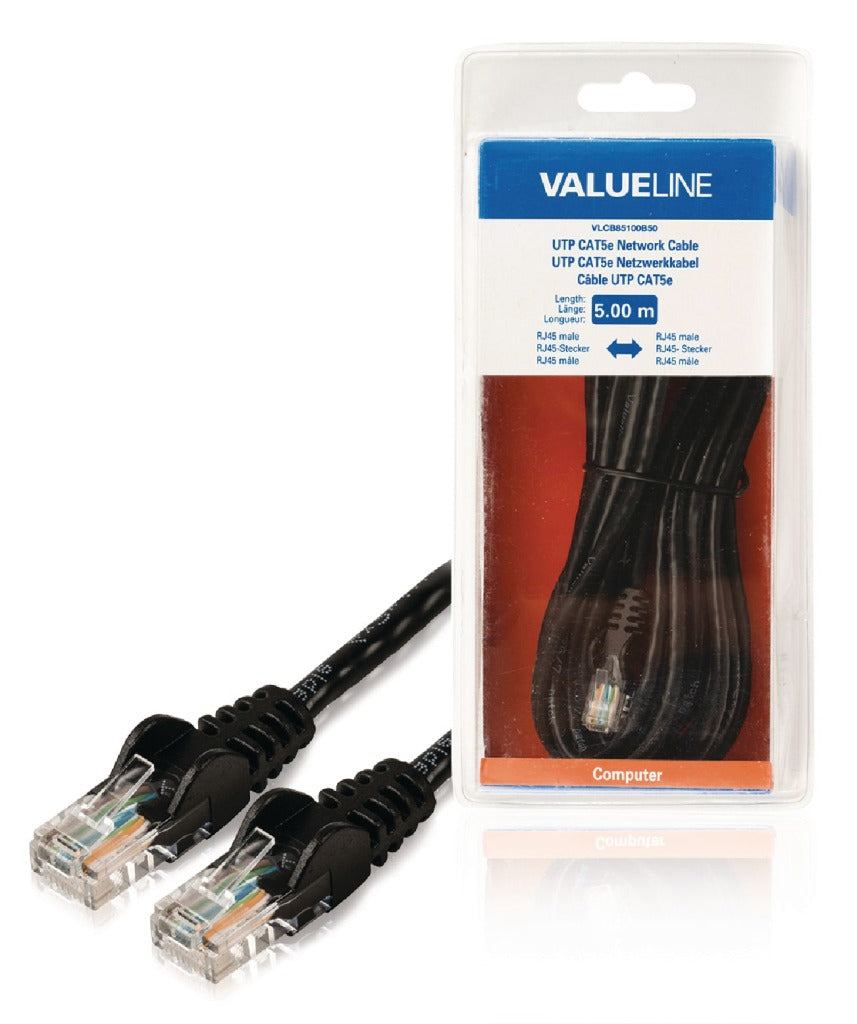 VALUELINE VLCB85100B50 UTP CAT5E Network Kabel RJ45 Mężczyzna - RJ45 Mężczyzna 5,00 m Black