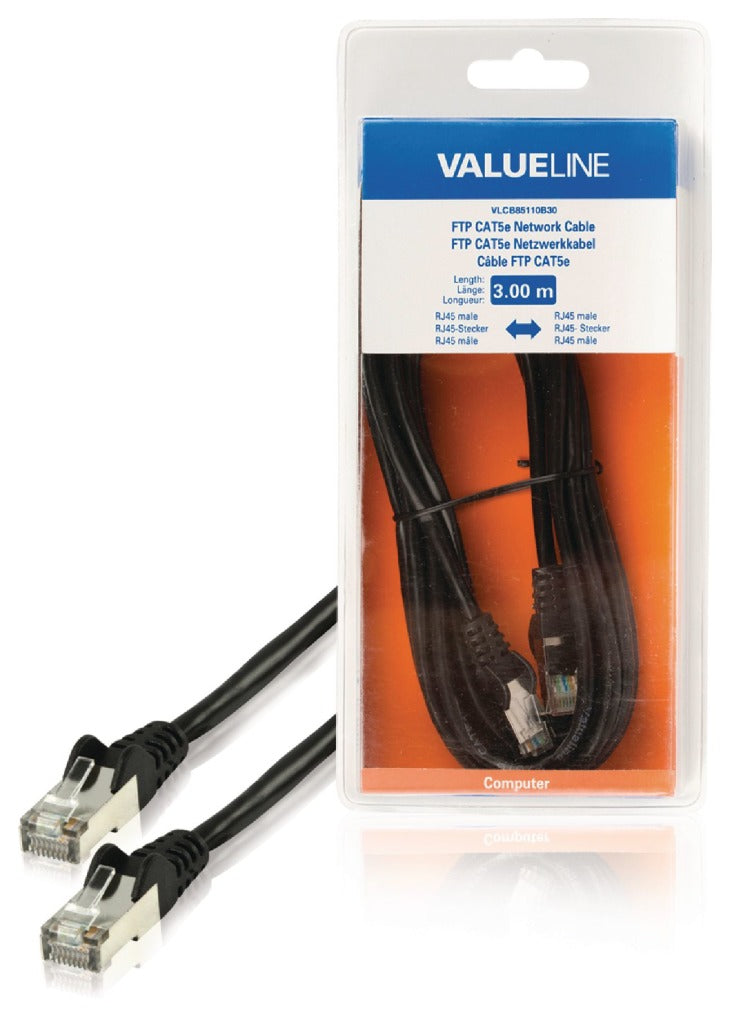 Valueline VLCB85110B30 FTP Cat5e Network Cable RJ45 Mand - RJ45 Mand 3,00 m sort