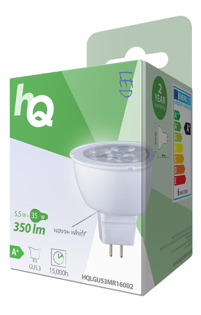 HQ HQLGU53 MR16002 LED lampa MR16 GU5.3 5,5 W 350 LM 2 700 K