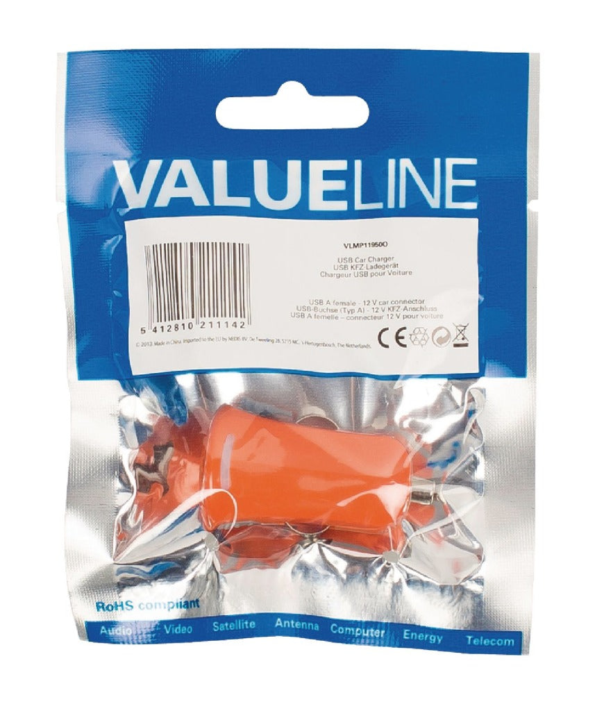 Valueline VLMP11950O USB-Autolader USB A una conexión de automóvil de 12V