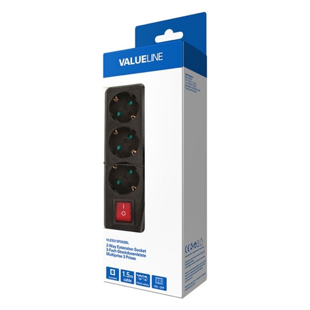 VALUELINE VLES315F002BL STAKKOOT 3-SEMBER BLACK