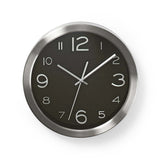 NEDIS CLWA010MT30BK Diámetro de reloj de pared redonda 30 cm de acero inoxidable negro