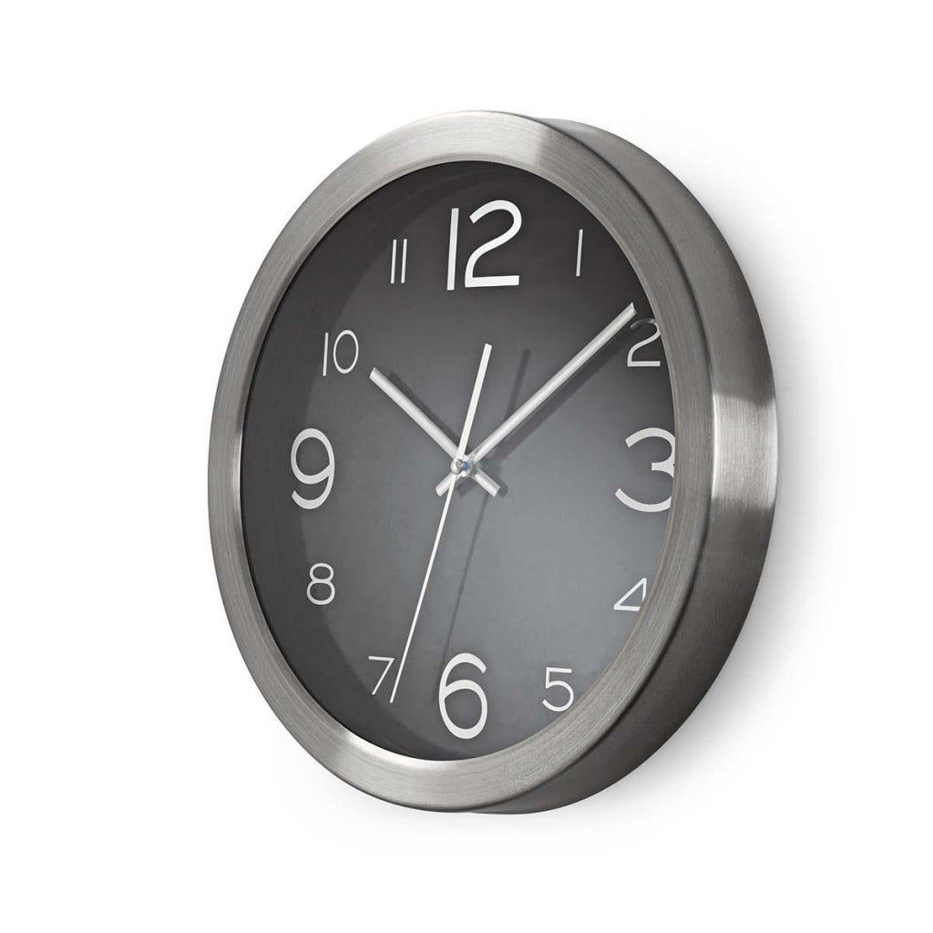 NEDIS CLWA010MT30BK Diámetro de reloj de pared redonda 30 cm de acero inoxidable negro