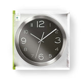 NEDIS CLWA010MT30BK Diámetro de reloj de pared redonda 30 cm de acero inoxidable negro