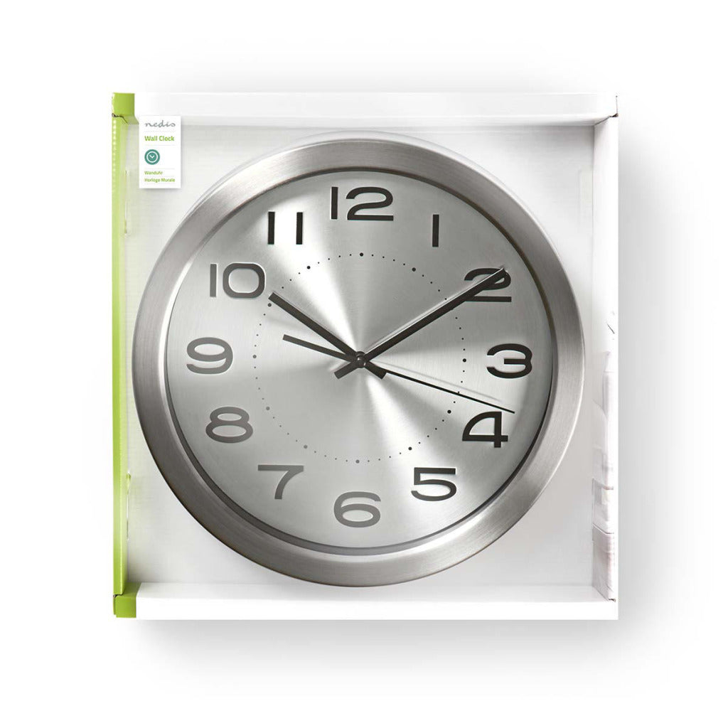 Nedis clwa010mt30sr ronde wandklok diameter 30 cm roestvrij staal