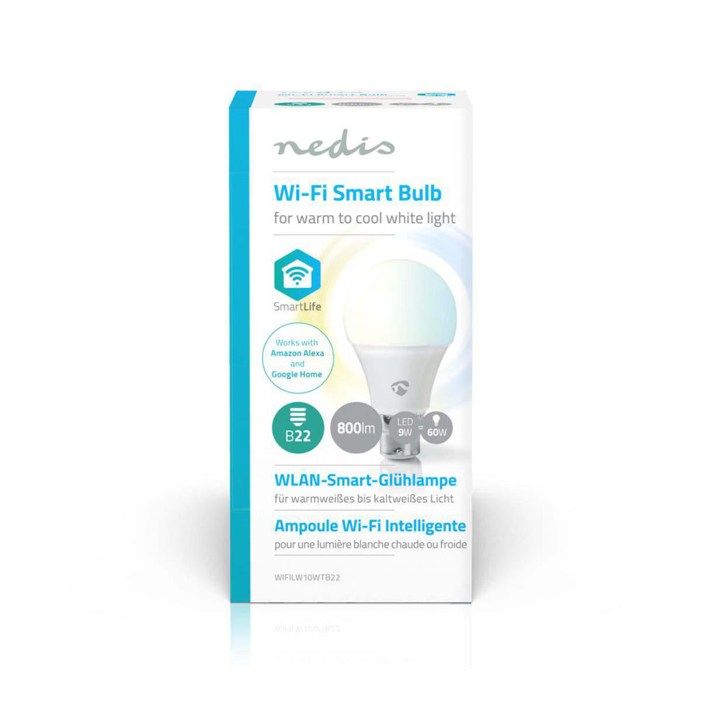 Nedis wifilw10wtb22 Wi-Fi pametna LED svetilka toplo-bela b22