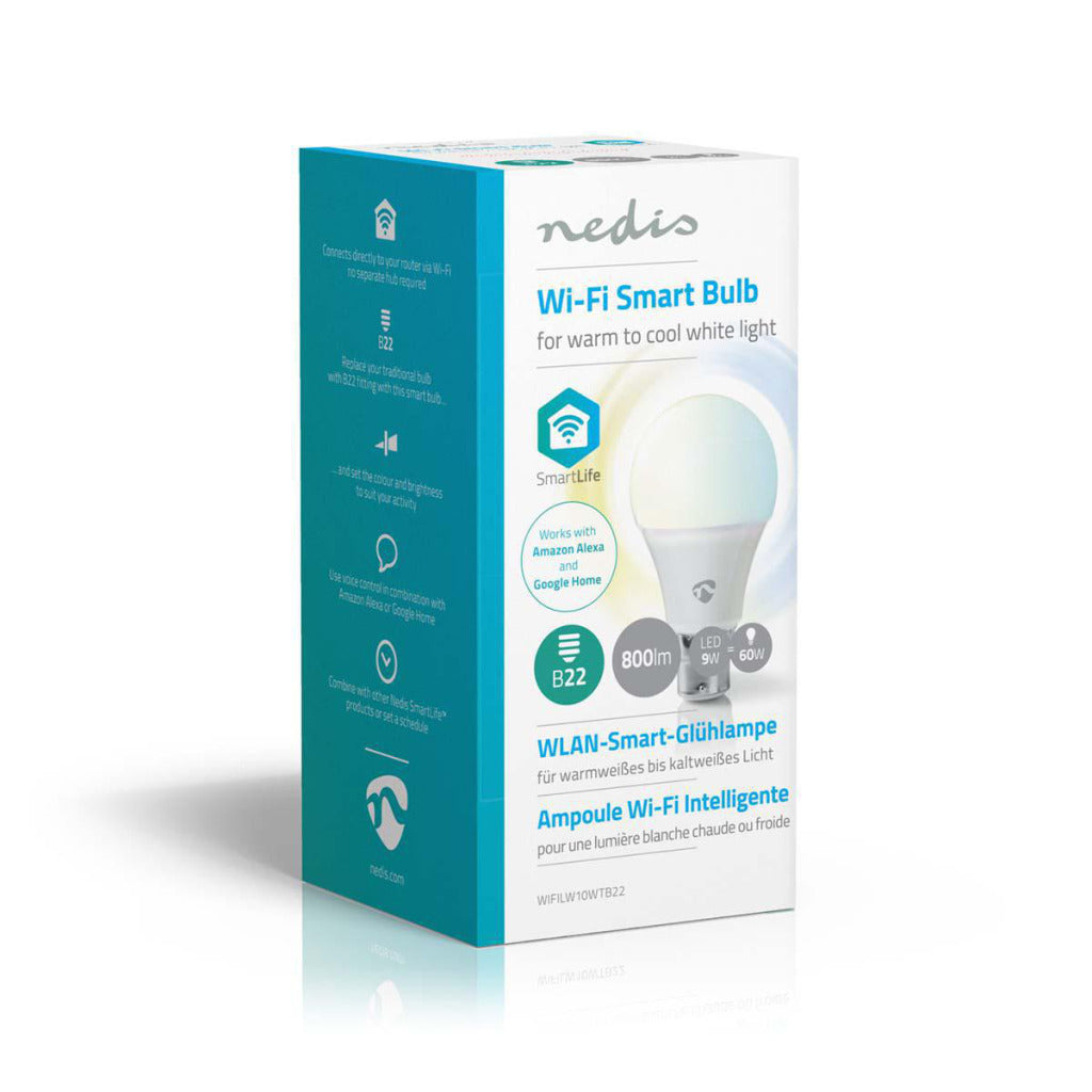 Nedis wifilw10wtb22 Wi-Fi pametna LED svetilka toplo-bela b22