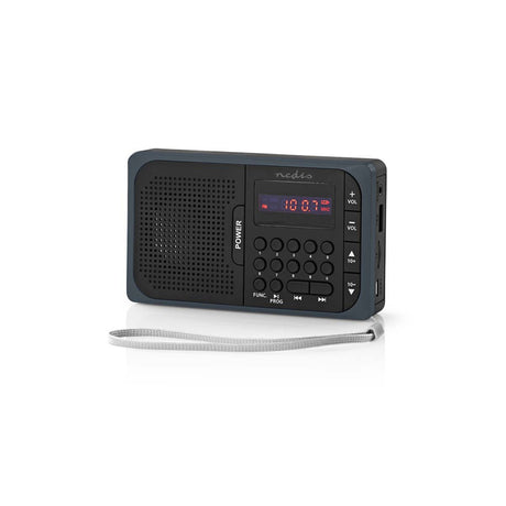 Nedis rdfm2100gy fm-radio 3,6 w usb-poort microsd-kaartsleuf zwart grijs