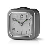 Nedis CLDK005Gy Analogový stůl hodiny s Alarm Square Grey