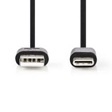 NEDIS CCGP60600BK01 USB 2.0 CABLE Tipo-C Macho-A Macho 0.1 M Negro