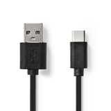 NEDIS CCGP60600BK01 USB 2.0 kabel typu-C Male-A Mężczyzna 0,1 m czarny