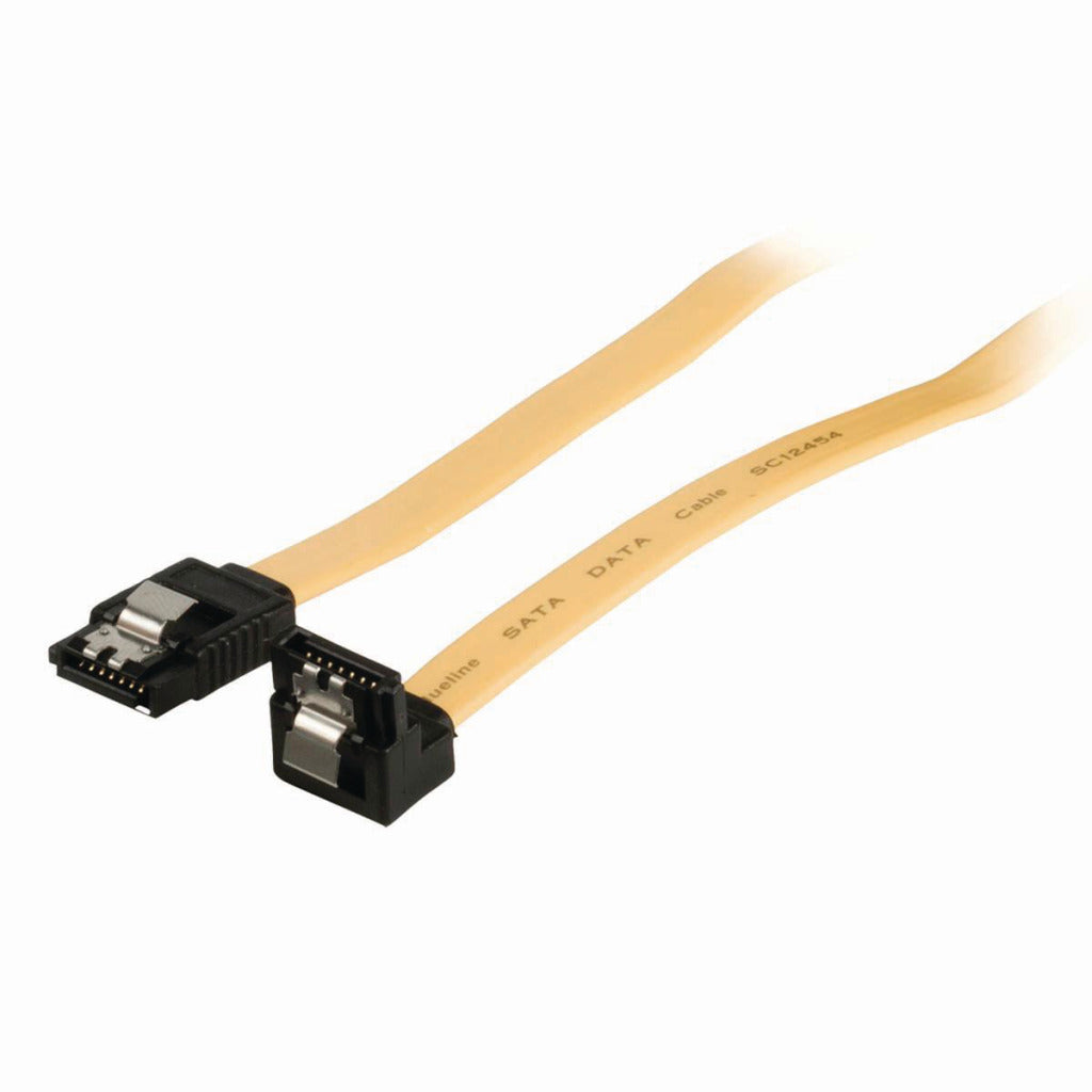 NEDIS CCGP7325555YE05 Cable de datos SATA 6 GB S SATA de 7 pines Hembra con femenino de 7 pines de bloqueo de 7 pinza 90 grados; Violado con bloqueo de 0,5 m de amarillo