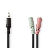 Nedis CAGP22150BK02 AUDIO CABLE HOVEDET 3,5 mm hann - 2x 3,5 mm Kvinne 0,2 m svart