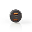 Nedis ccqc600abk autolader 3,0 a 2x usb (qc 3.0) zwart