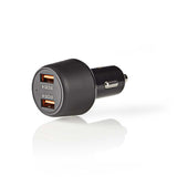 Nedis CCQC600ABK CAR Ladegerät 3.0 A 2x USB (QC 3.0) Schwarz