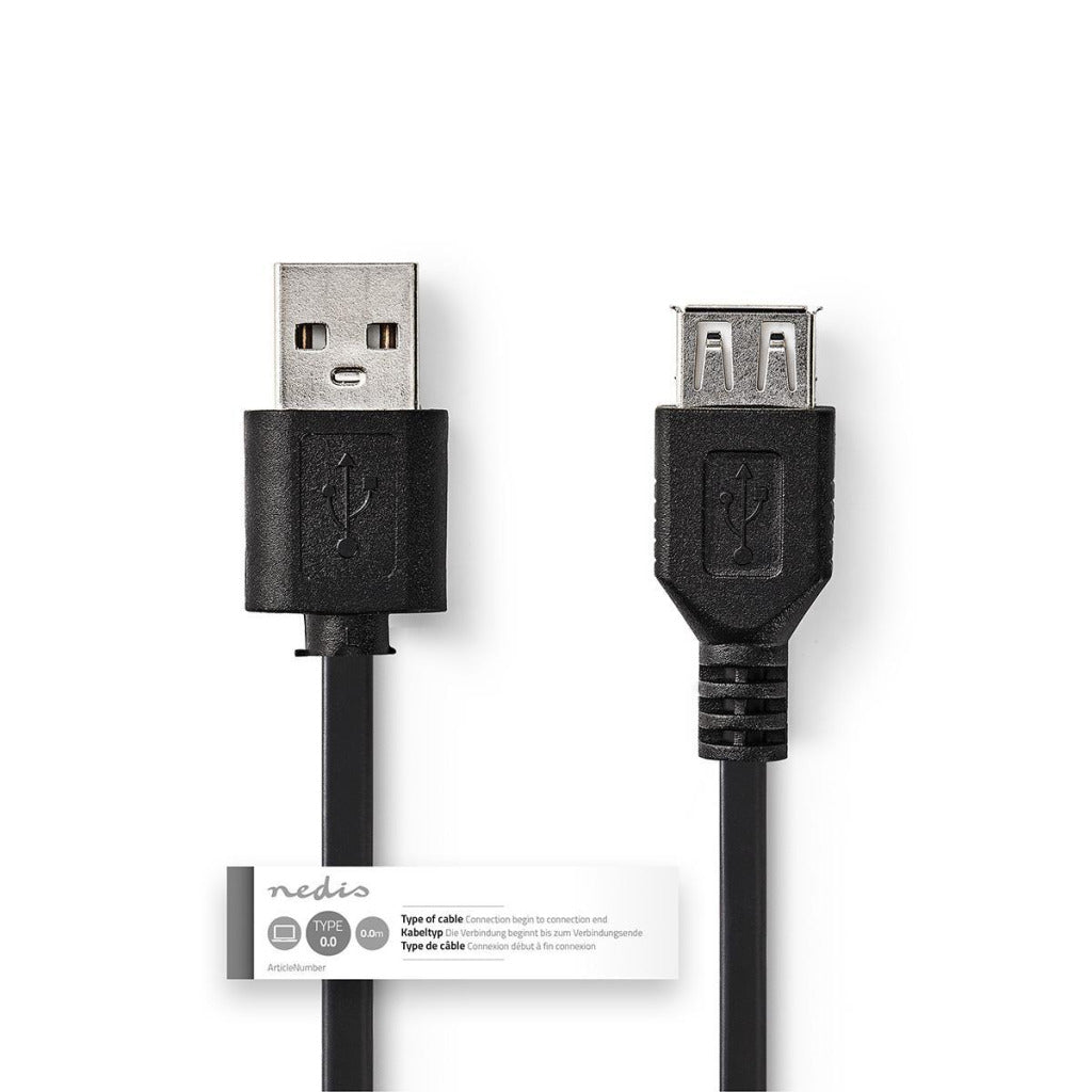 NEDIS CCGT60010BK10 Kabel USB 2.0 En hane - USB En kvinnlig 1,0 m svart