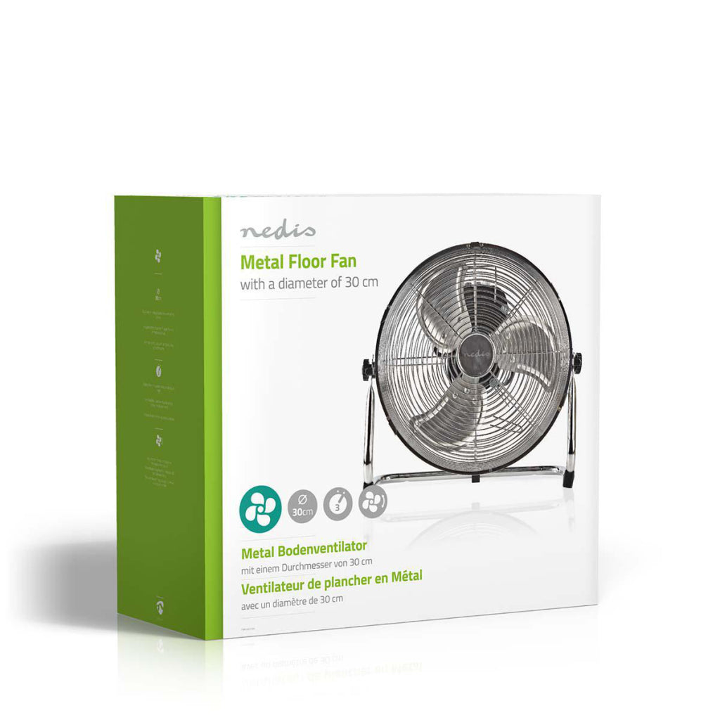 NEDIS FNFL10CCR30 Diámetro del ventilador de piso 30 cm 3 velocidades cromadas