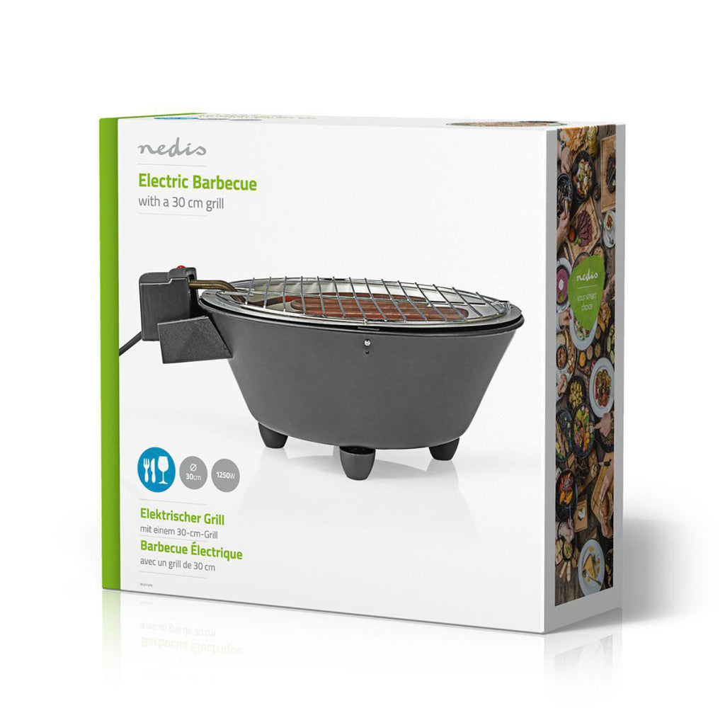 Nedis bbqe112bk elektresch Barbecue ronderëm 30 cm 1250 Watt