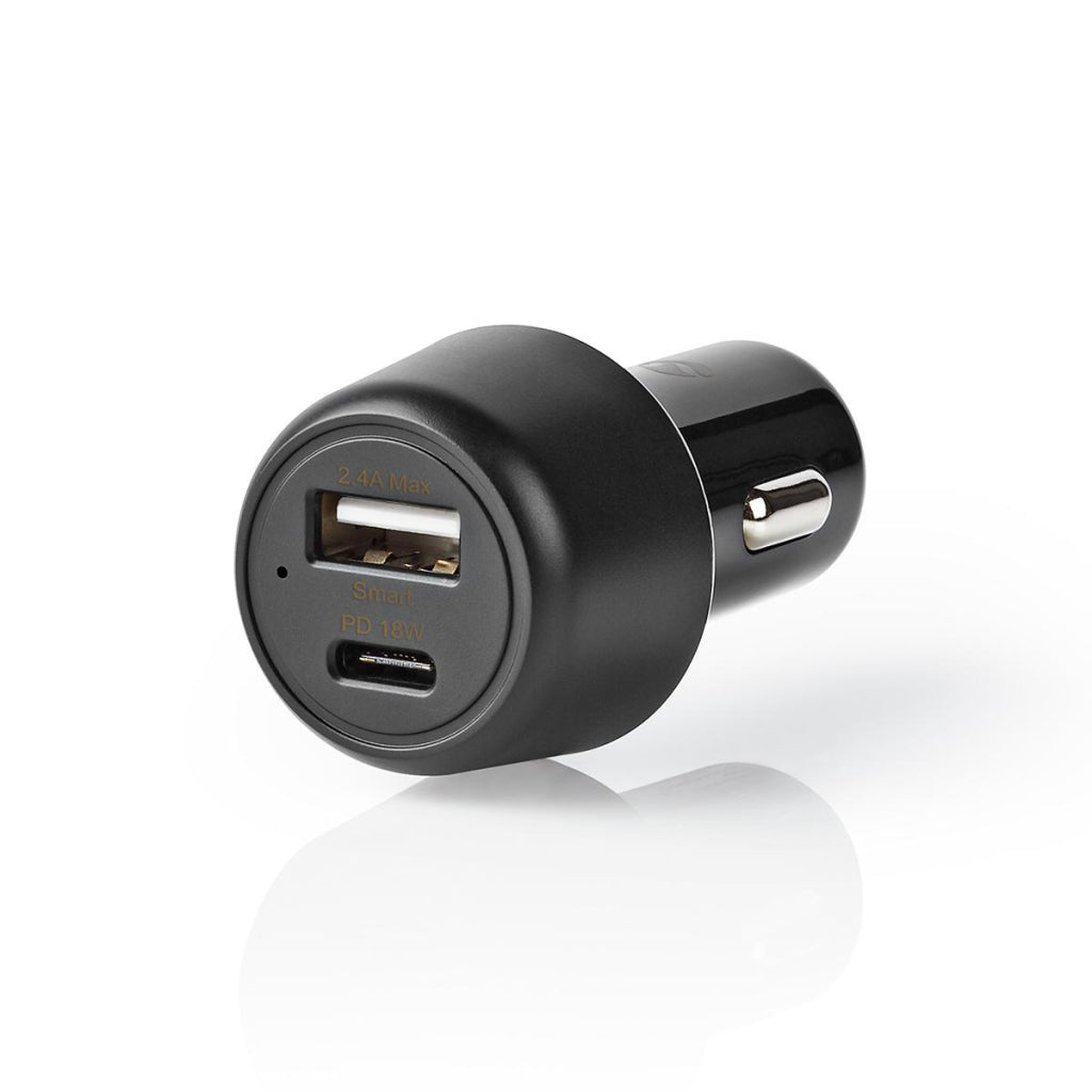 NEDIS CCPD18W100BK Cargador de automóviles 3.0 A USB-A USB-C Entrega de energía 18 W Negro