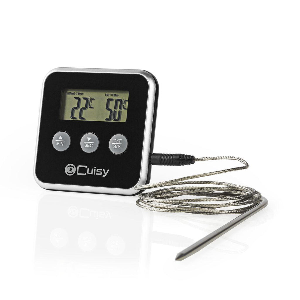 Nedis kath105bk vleesthermometer 0 250 deg;c digitaal display timer