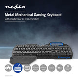 Nedis GKBD400BKUS Mechanisches Gaming -Tastatur RGB Lighting US International Metal Design