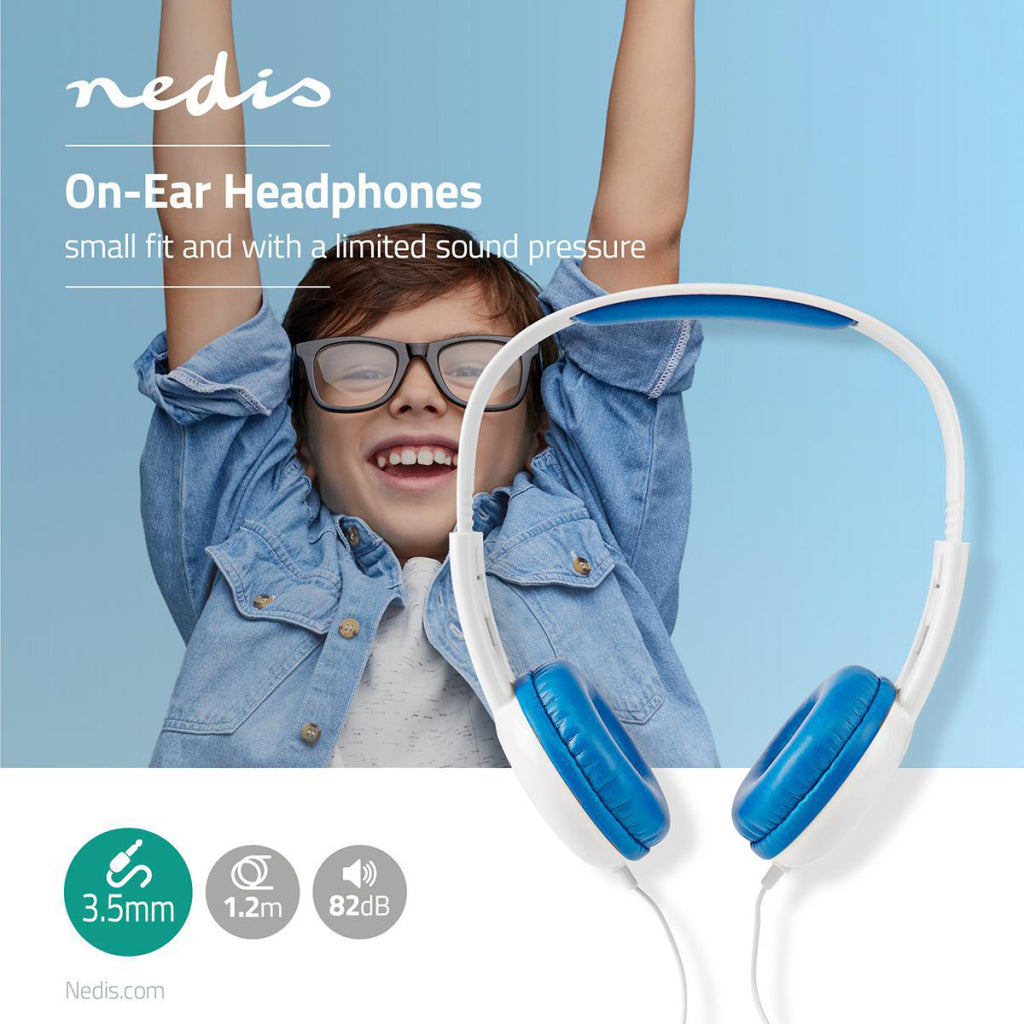 Nedis HPWD4200BU Kablet hovedtelefoner 1,2 m rundt kabel On-Ear Blue White