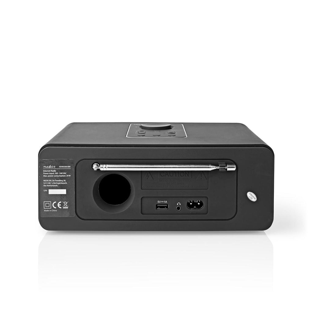 Nedis RDIN5005BK Internet Radio 42 W DAB+ FM Bluetooth® Fjernkontroll Svart sølv