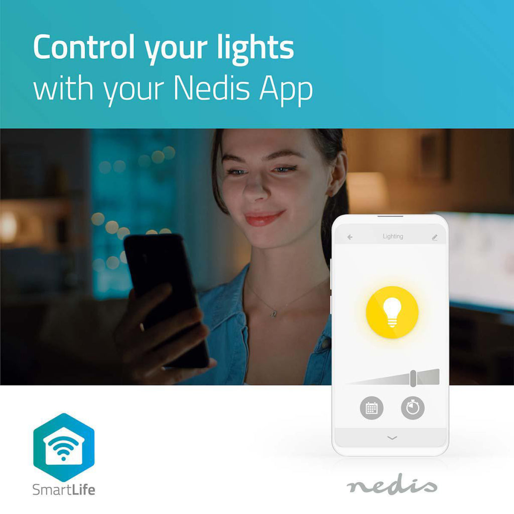 Nedis wifilw12wte27 smartlife led bulb wi-fi e27 800 lm 9 w warm wit 2700 k energieklasse: a+ android trade; ios diameter: 60 mm a60