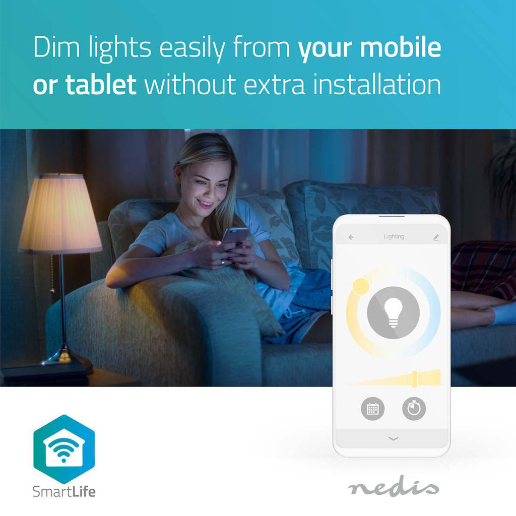 Nedis wifilw12wte27 smartlife led bulb wi-fi e27 800 lm 9 w warm wit 2700 k energieklasse: a+ android trade; ios diameter: 60 mm a60