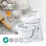 Nedis Kahm110CWT Handmixer 200 W 5 Geschwindigkeiten Turbofunktion Rotikom 2 Deek Haken 2 Bellpern grau Weiß