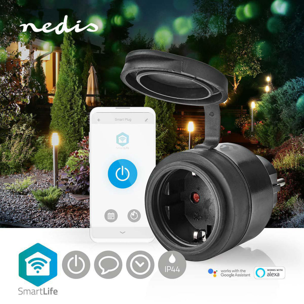 Nedis wifipo110fbk pametni vtič Smart Plug wifi IP44 3680W Black