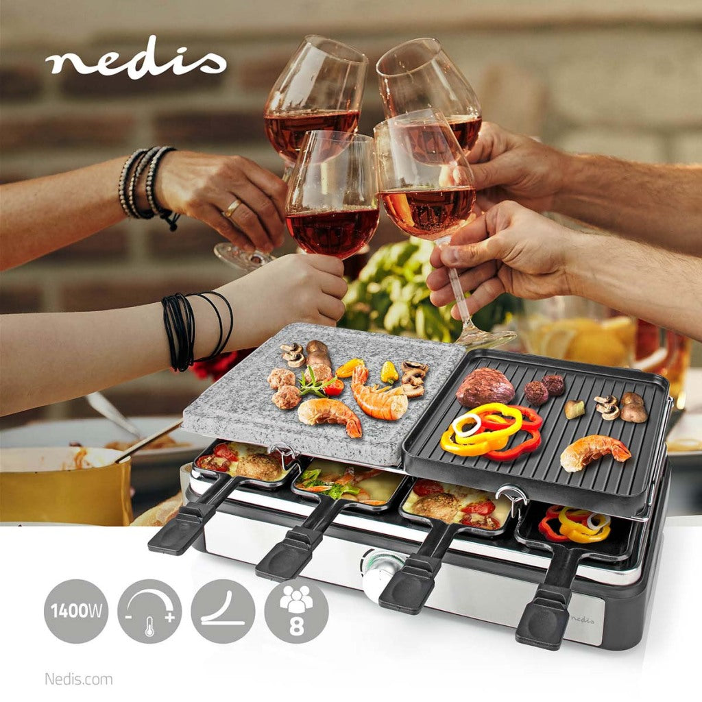 Nedis FCRA300FBK8 RAClette Stone Grill za 8 ljudi