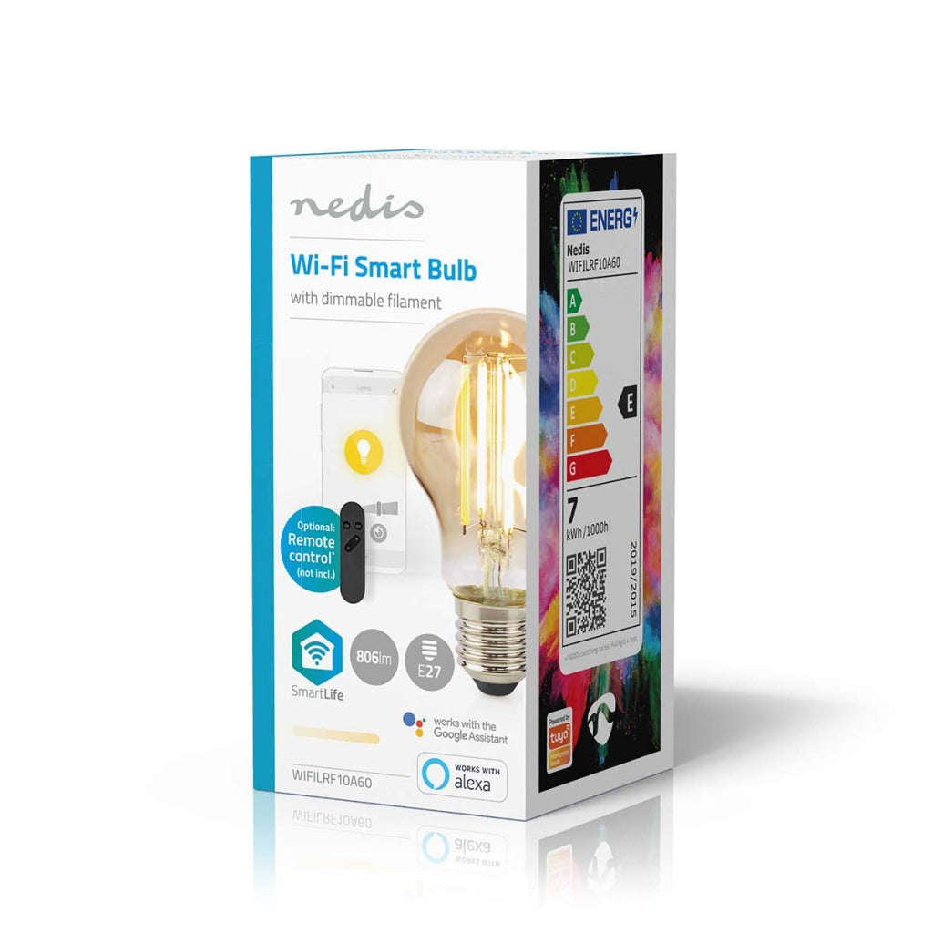 Nedis wifilrf10a60 smartlife led filamentlamp wi-fi e27 806 lm 7 w warm wit glas android ios peer