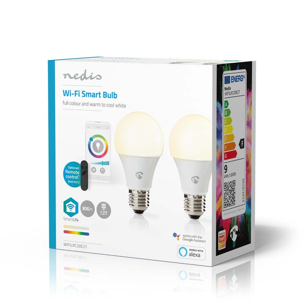 Nedis wifilrc20e27 smartlife multicolour lamp wi-fi e27 806 lm 9 w rgb warm to cool white android trade; ios peer