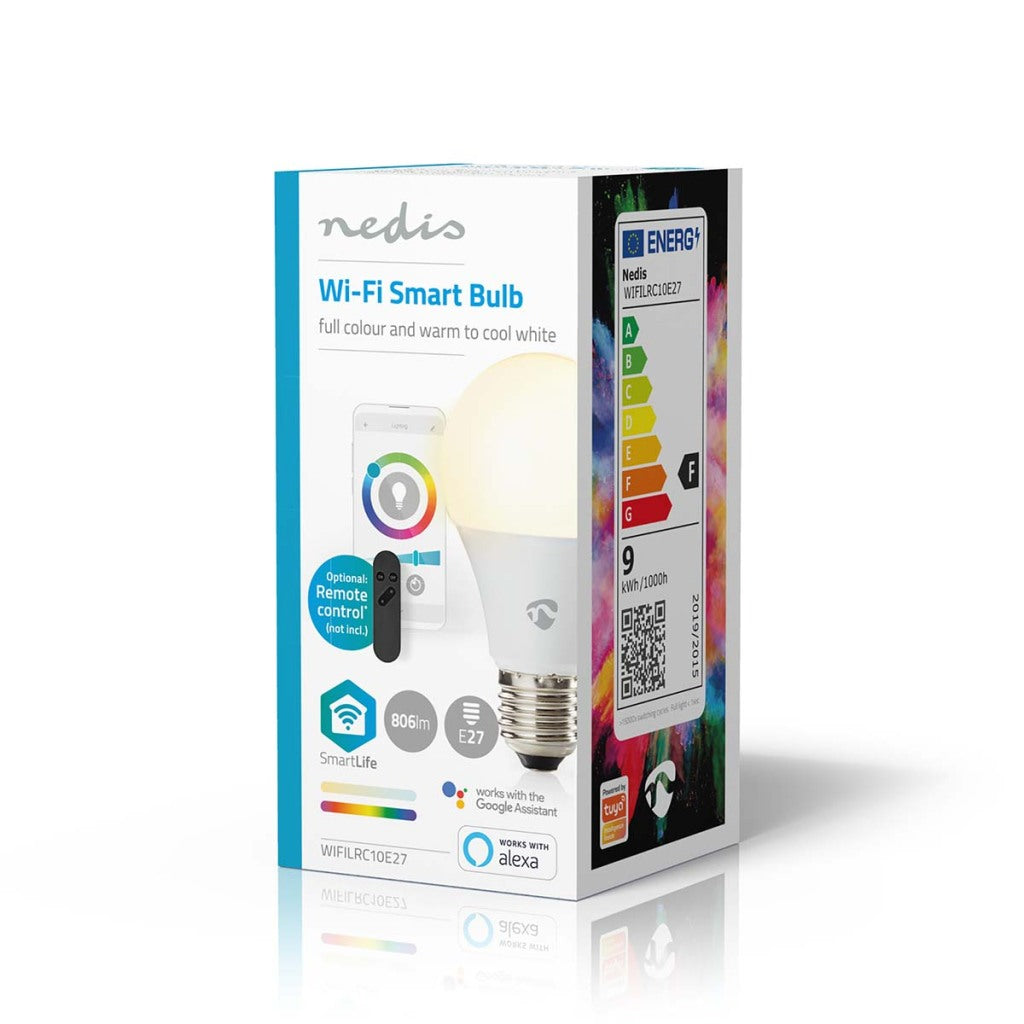 Nedis wifilrc10e27 smartlife multicolour lamp wi-fi e27 806 lm 9 w rgb warm to cool white android trade; ios peer