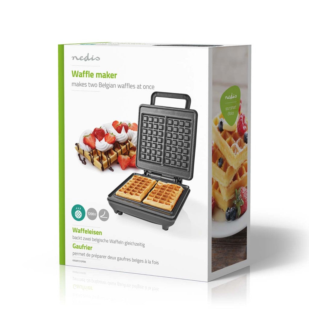 Nedis kawp210fbk waffle ferro belga waffle 22 x 12,5 cm 1200 w Aluminio di controllo automatico della temperatura