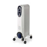 Nedis HTOI30WT7 Mobile oil radiator 600 900 1500 W 7 fins adjustable thermostat 3 heat positions Omvalveventie Wit