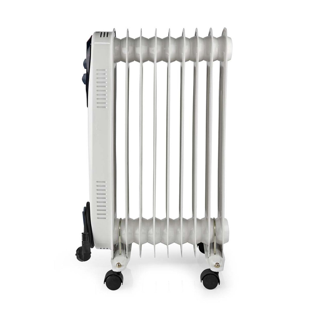 Nedis HTOI30WT9 Mobilni oljni radiator 800 1200 2000 W 9 plavuti nastavljivi termostat 3 toplotni položaji Omval Prevention White