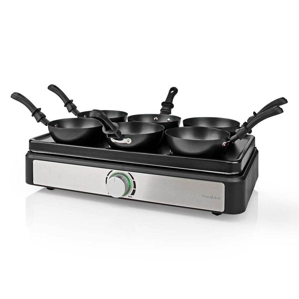 NEDIS FCRRA310FB6 Party Wokset Grill 6 Persounen Spatel Temperatur Anti-Stick Low Rektangle