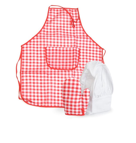 Egmont schortje, muts en ovenwant rood g