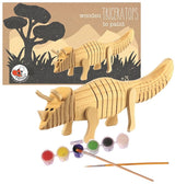 Houten triceratops om te verven. 22x7x5