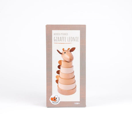 Houten stapel giraffe leonie. 21x10x10 | 2 stuks