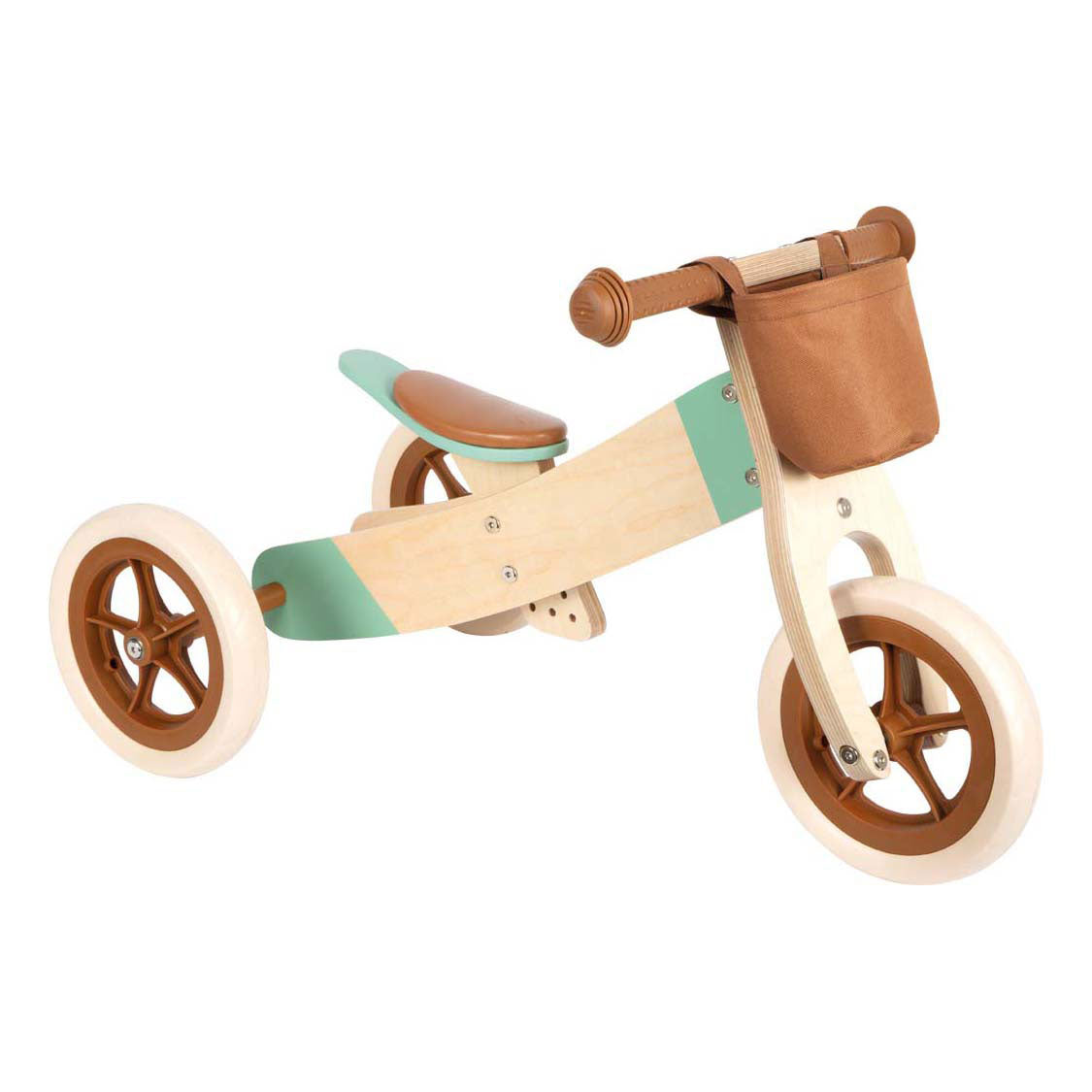 Petit tricycle en bois en bois au caramel marron