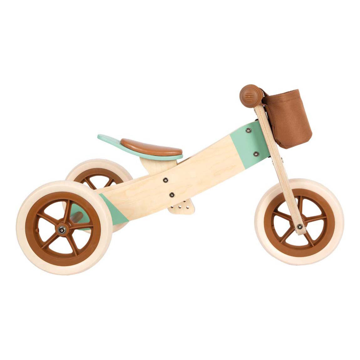 Petit tricycle en bois en bois au caramel marron