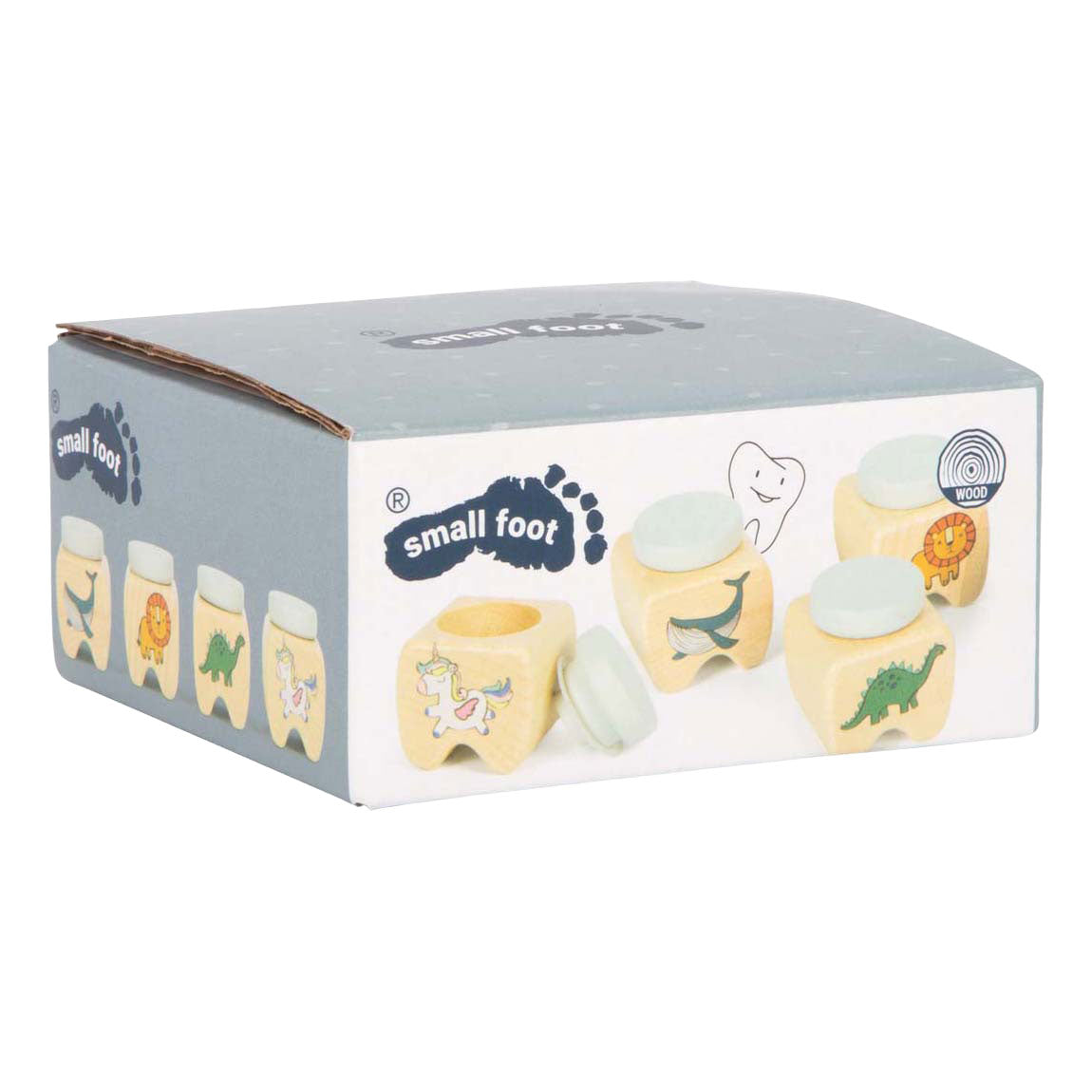 Small foot - houten melktandendoosjes - 4st.