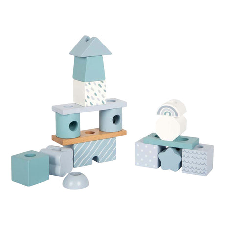 Small foot - houten stapelhuis blauw - 18dlg.