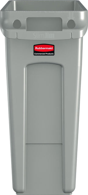 Rubbermaid - slim jim met luchtsleuven 60 liter - polyethylene - beige - prullenbak