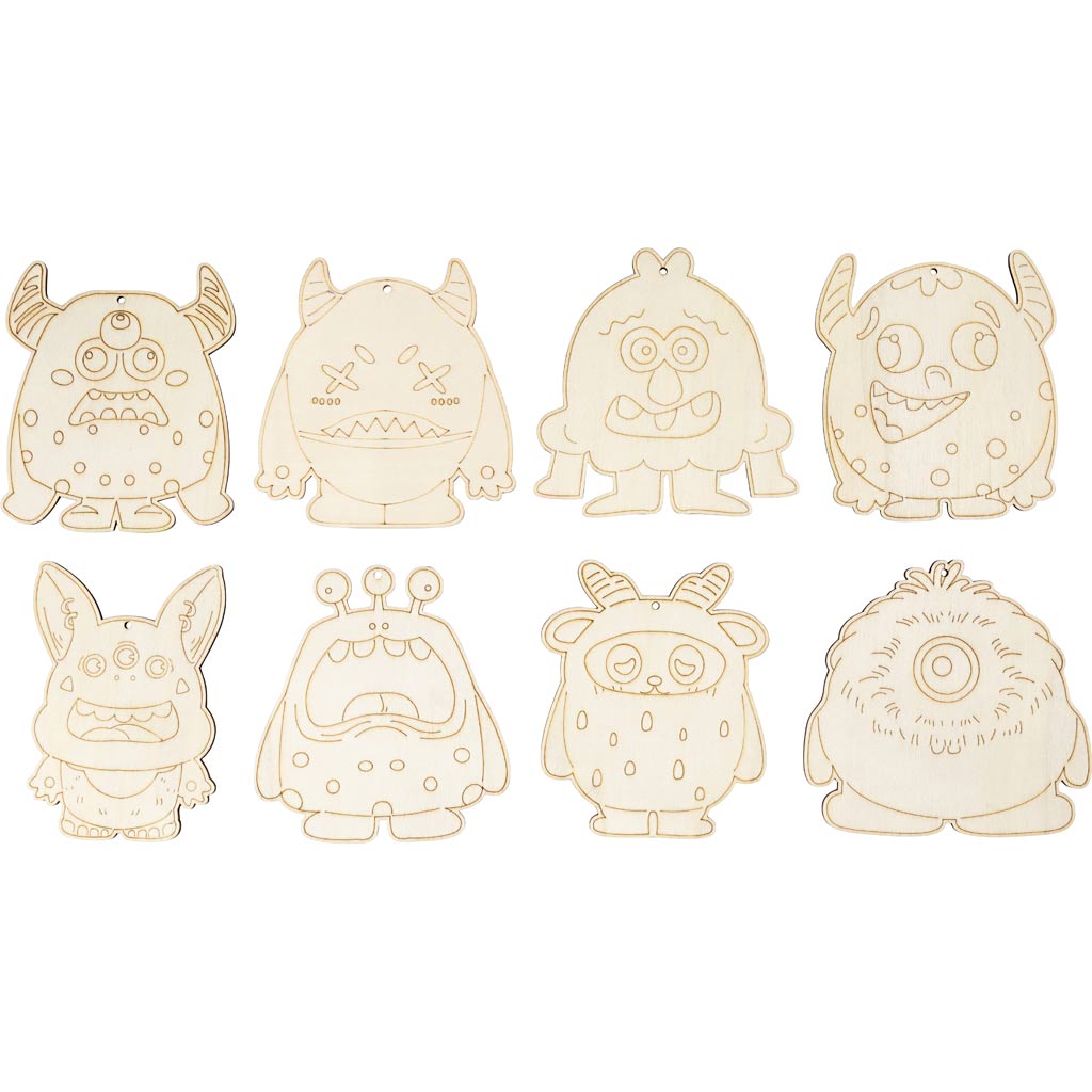 Creativ company http: www.cchobby.nl houten-figuren-monsters-h-12-4-cm-dikte-3-mm-24-stuk-1-doos